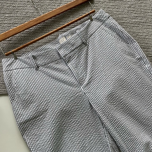 A New Day Charcoal White Silver Lurex Seersucker Stripe Slim Ankle Pant 10 - Picture 5 of 11